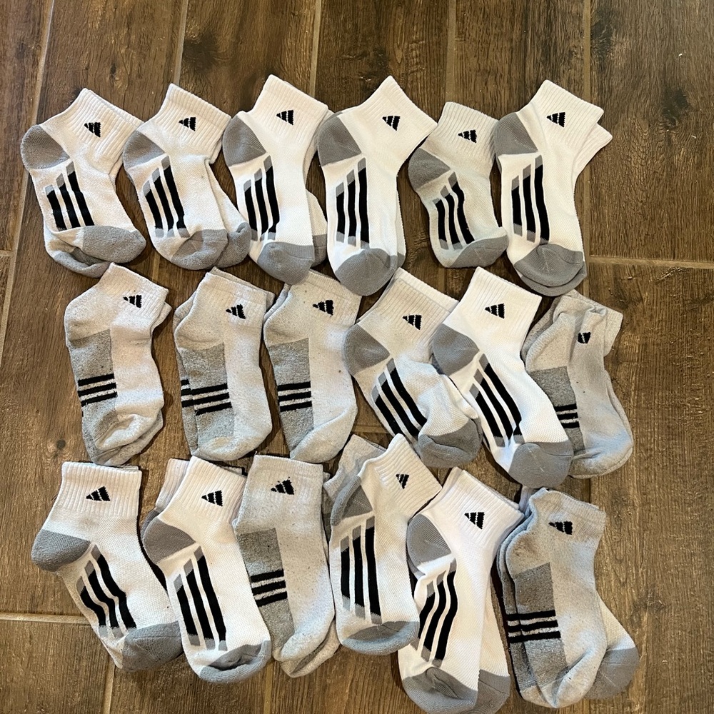 18 pairs of boys Adidas Socks.